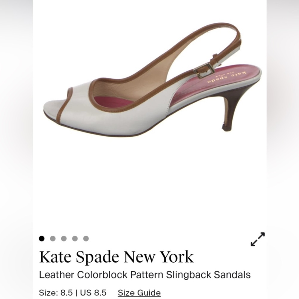 Kate Spade White and Brown Slingback Heels